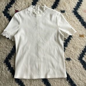 Sandro Paris Women's Anie Ribbed Guipure Lace-Detail Top